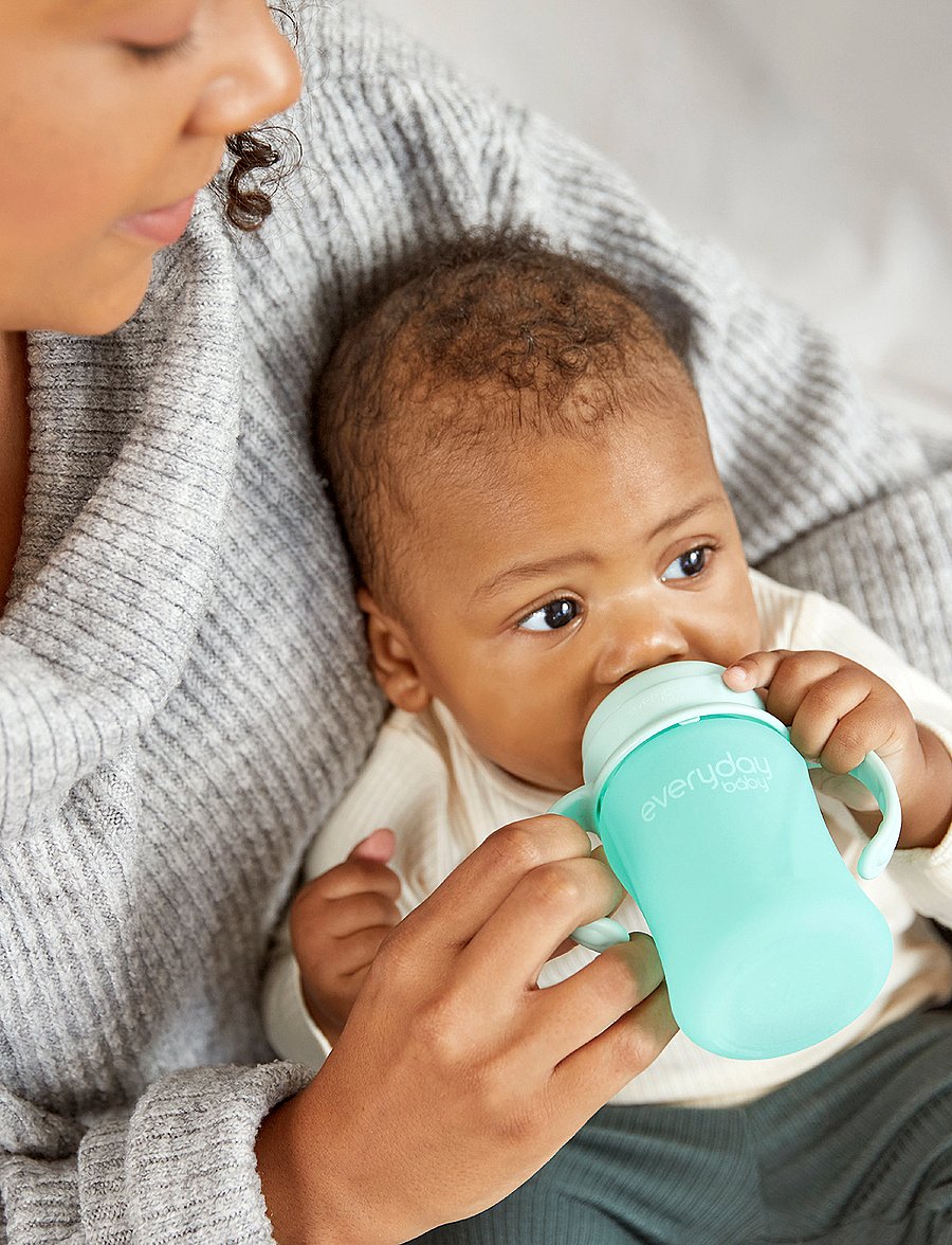 Everyday Baby - Glass Sippy Cup Healthy + Mint Green - beebipudelid - mint green - 0