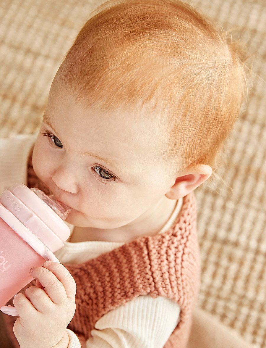 Everyday Baby - Glass Sippy Cup Healthy + Rose Pink - beebipudelid - rose pink - 3