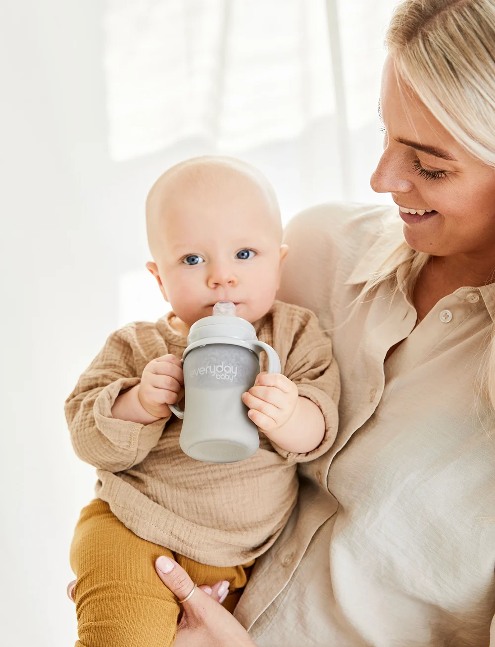Everyday Baby - Glass Sippy Cup Healthy + Quiet Grey - babyflaschen - quiet grey - 0