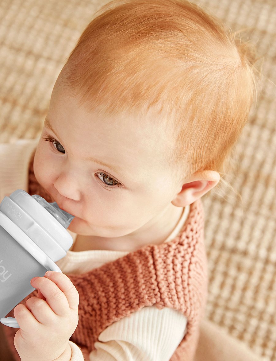 Everyday Baby - Glass Sippy Cup Healthy + Quiet Grey - babyflaschen - quiet grey - 4