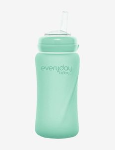 Glass Straw Bottle Healthy + Mint Green, Everyday Baby