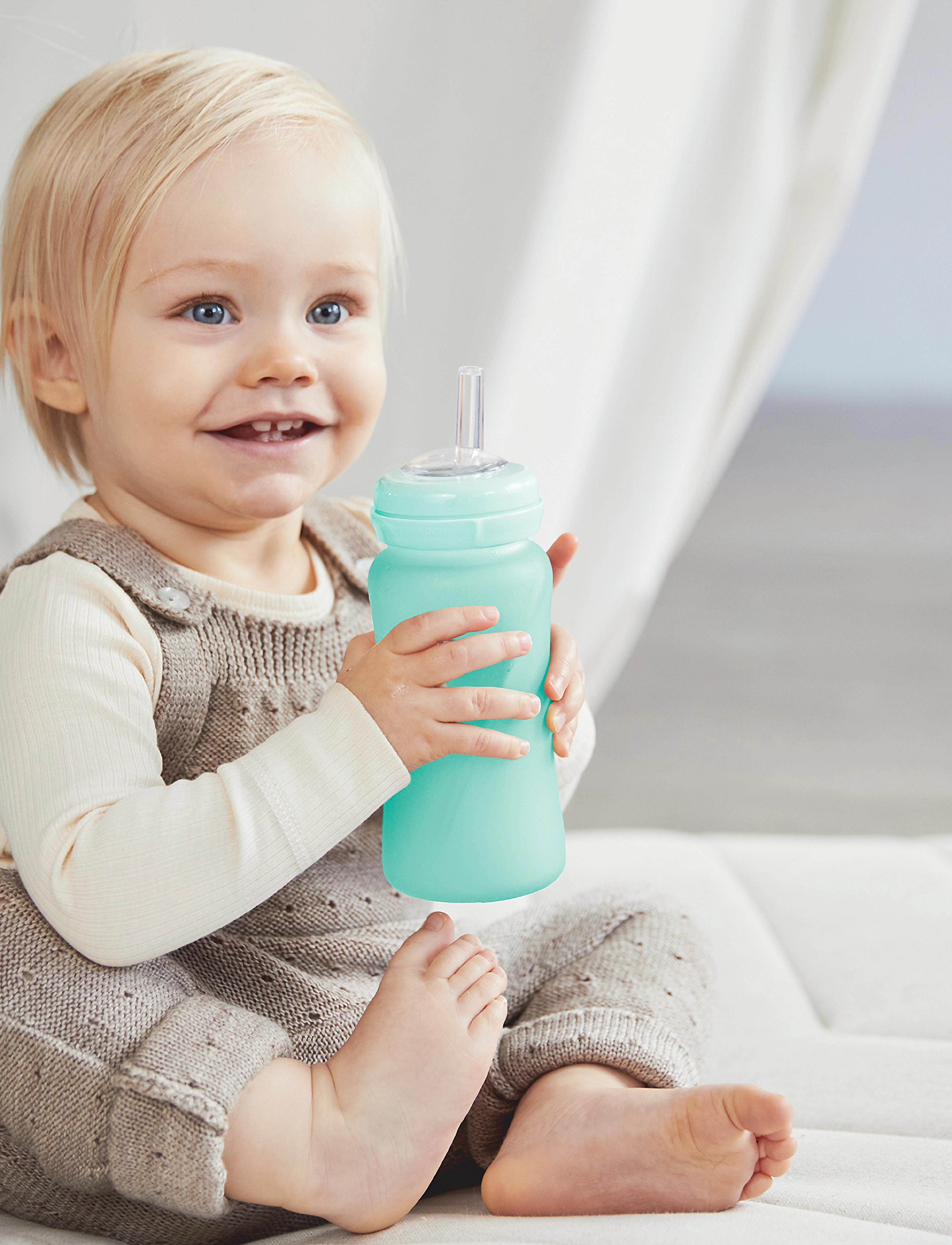 Everyday Baby - Glass Straw Bottle Healthy + Mint Green - mint green - 3