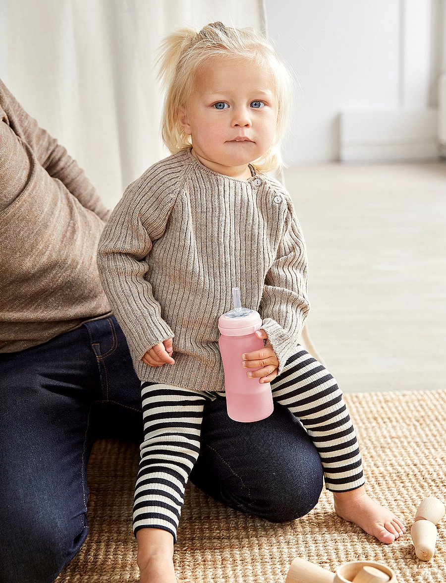 Everyday Baby - Glass Straw Bottle Healthy + Rose Pink - rose pink - 0