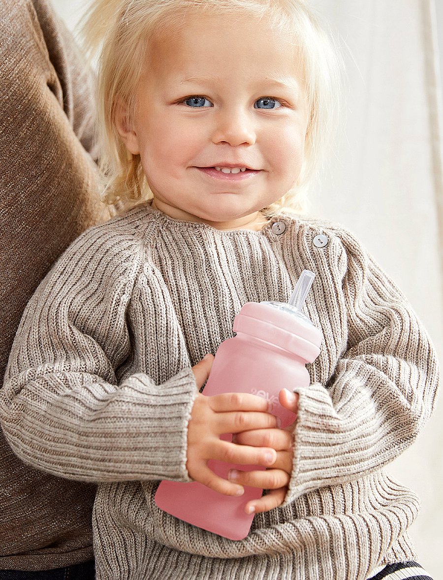 Everyday Baby - Glass Straw Bottle Healthy + Rose Pink - rose pink - 3