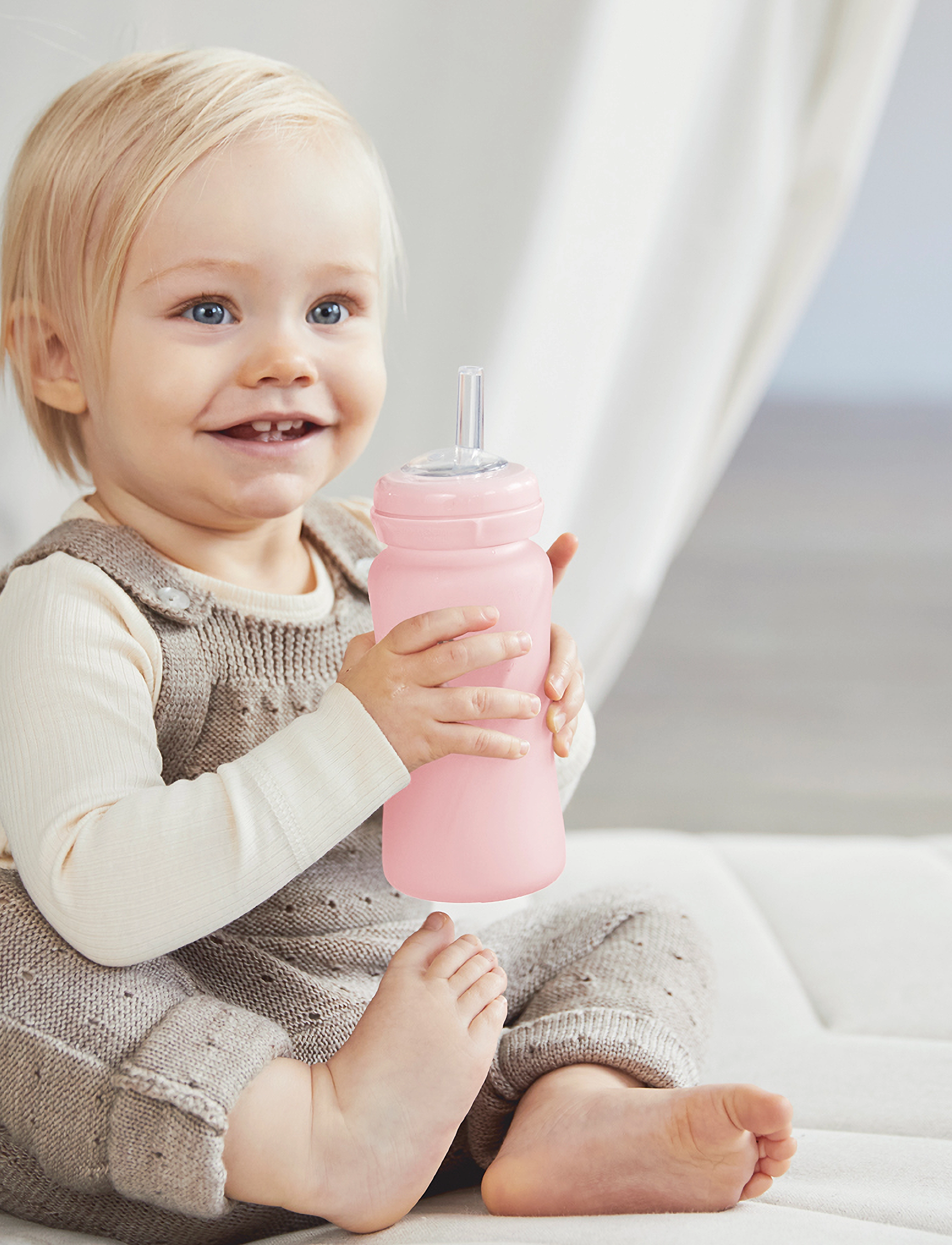 Everyday Baby - Glass Straw Bottle Healthy + Rose Pink - rose pink - 4