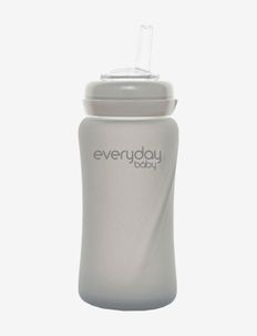 Glass Straw Bottle Healthy + Quiet Grey, Everyday Baby