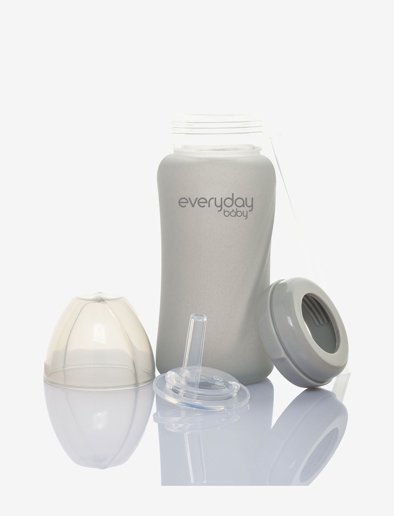 Everyday Baby - Glass Straw Bottle Healthy + Quiet Grey - quiet grey - 2