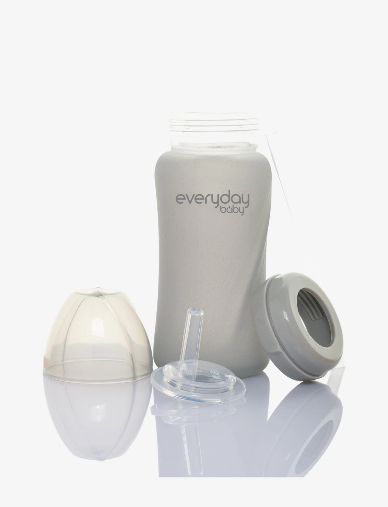 Everyday Baby - Glass Straw Bottle Healthy + Quiet Grey - quiet grey - 2