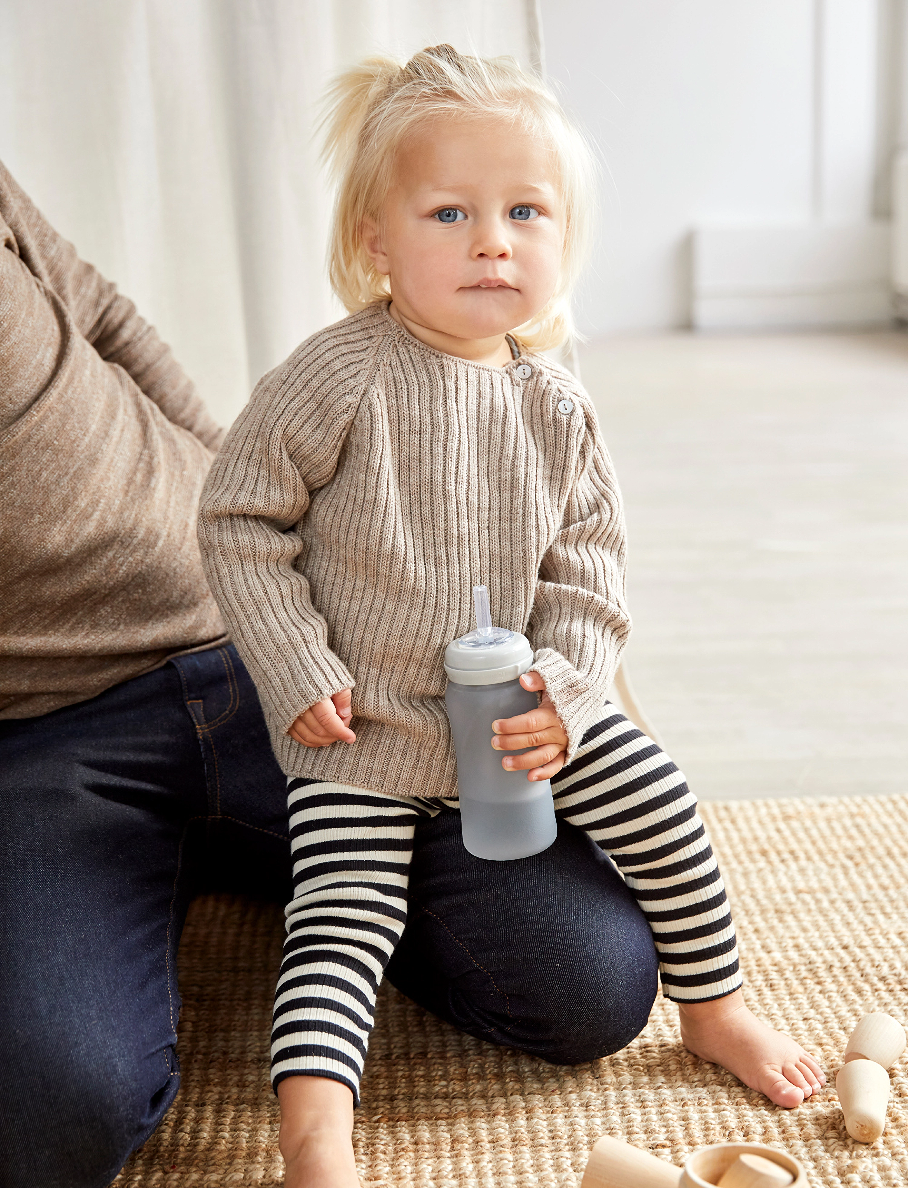 Everyday Baby - Glass Straw Bottle Healthy + Quiet Grey - quiet grey - 0