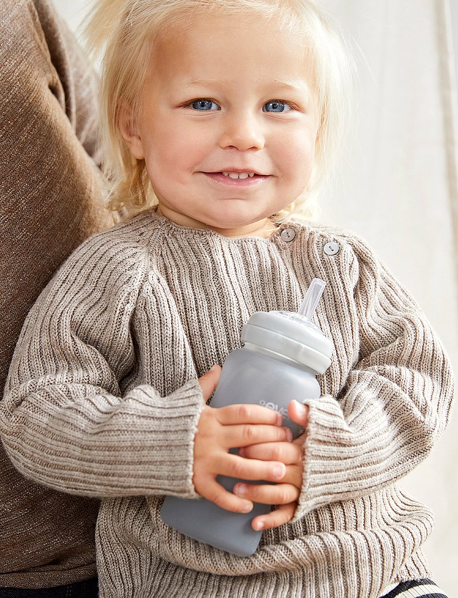 Everyday Baby - Glass Straw Bottle Healthy + Quiet Grey - quiet grey - 3