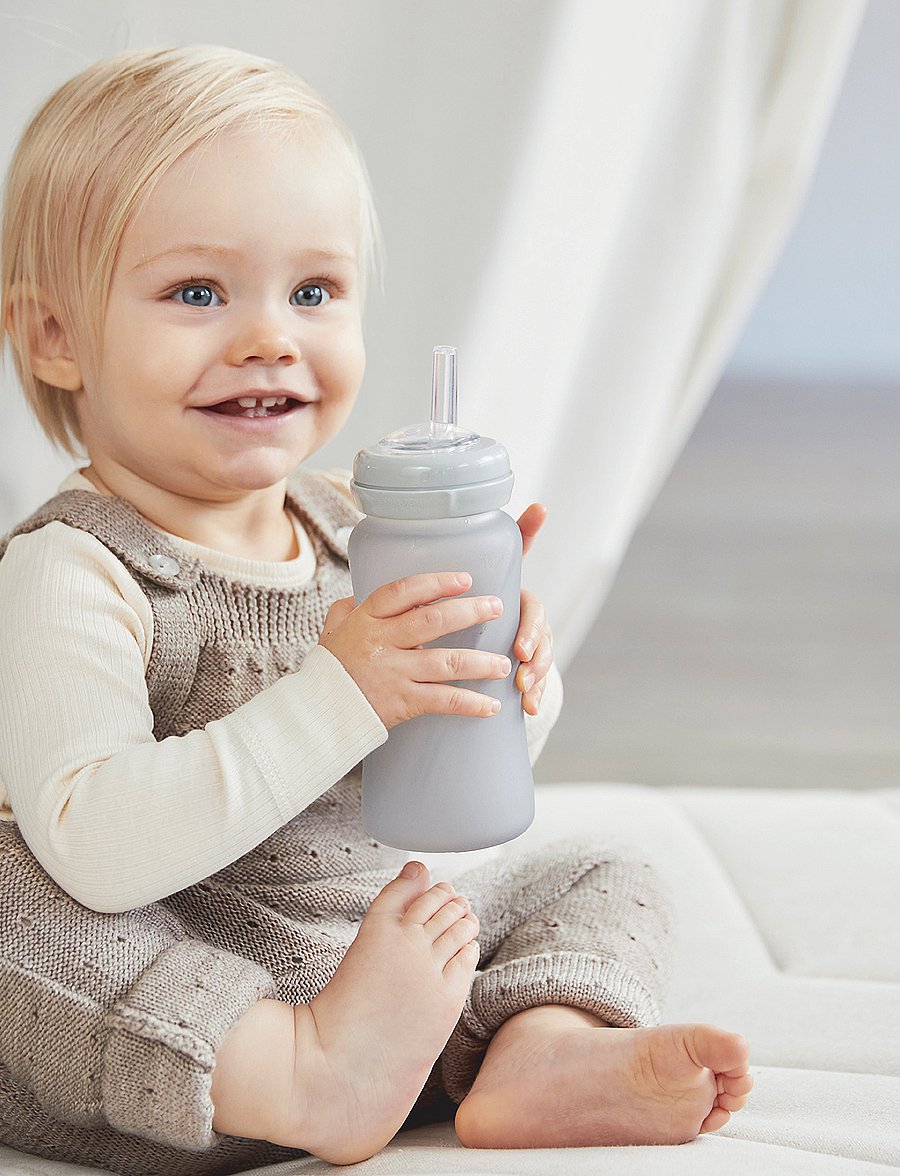 Everyday Baby - Glass Straw Bottle Healthy + Quiet Grey - quiet grey - 4