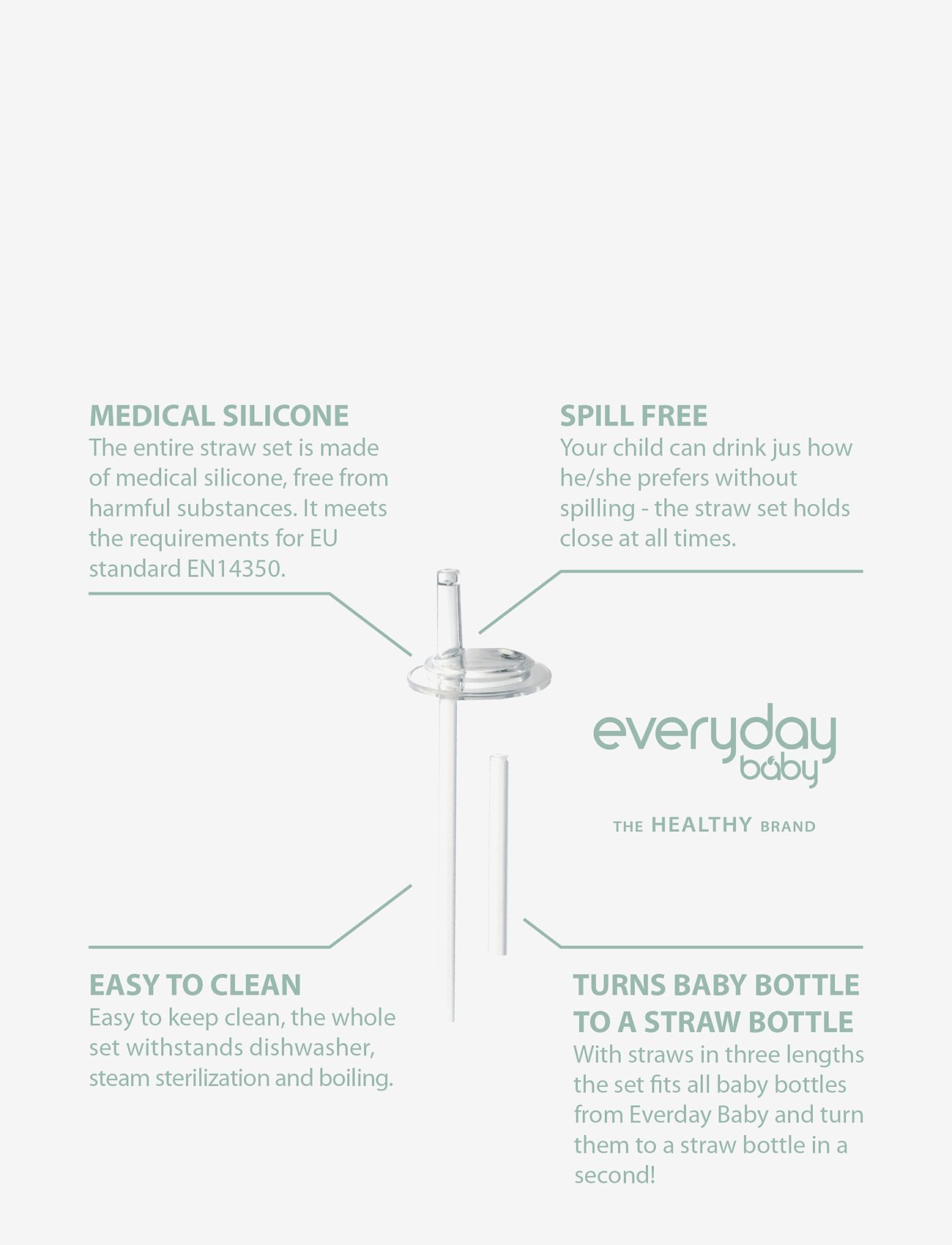 Everyday Baby - Spill Free Straw Set Healthy + - veepudelite tarvikud - transparant - 2