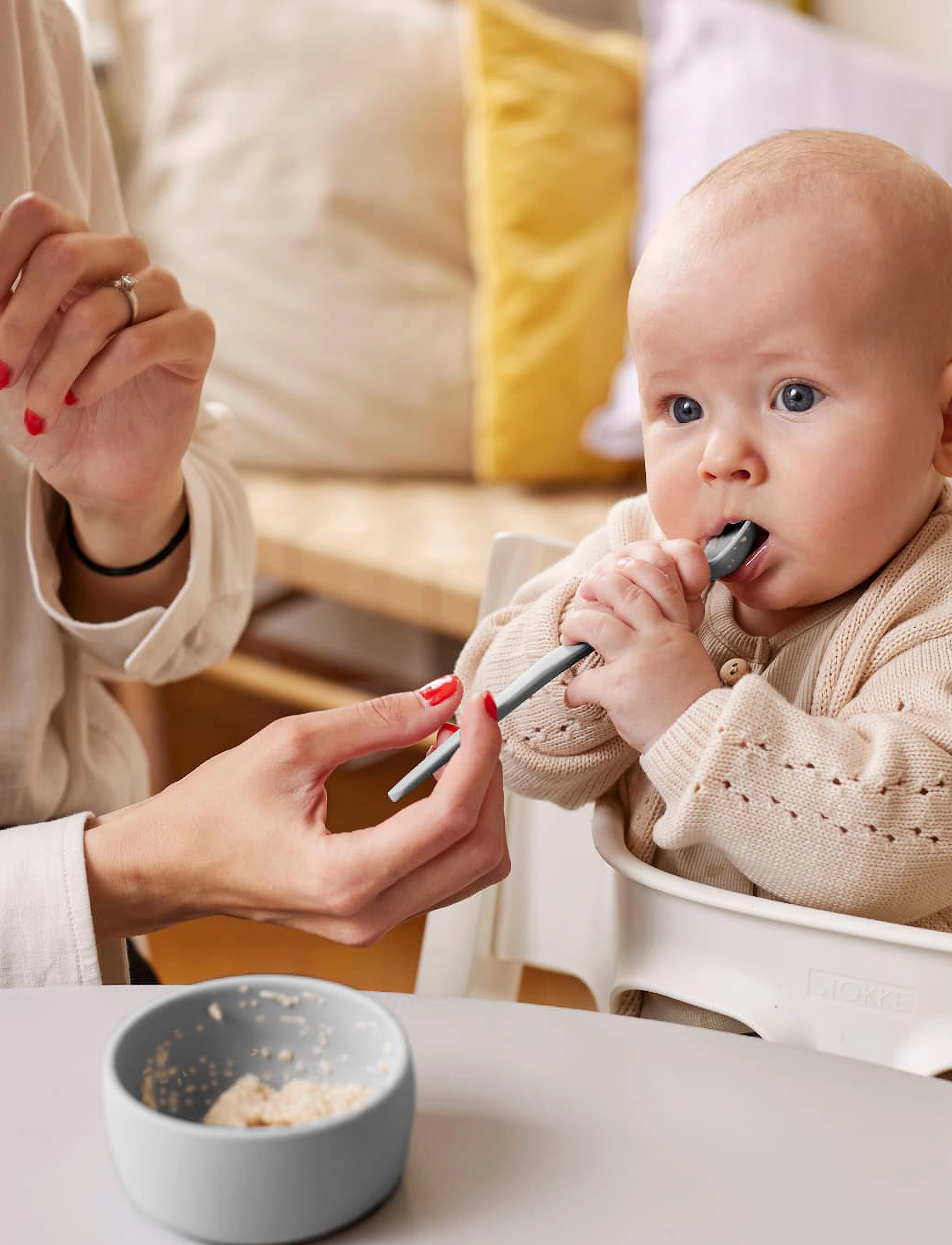 Everyday Baby - Silicone Baby Spoon Quiet Grey - Õhtusöögikomplektid - quiet grey - 5