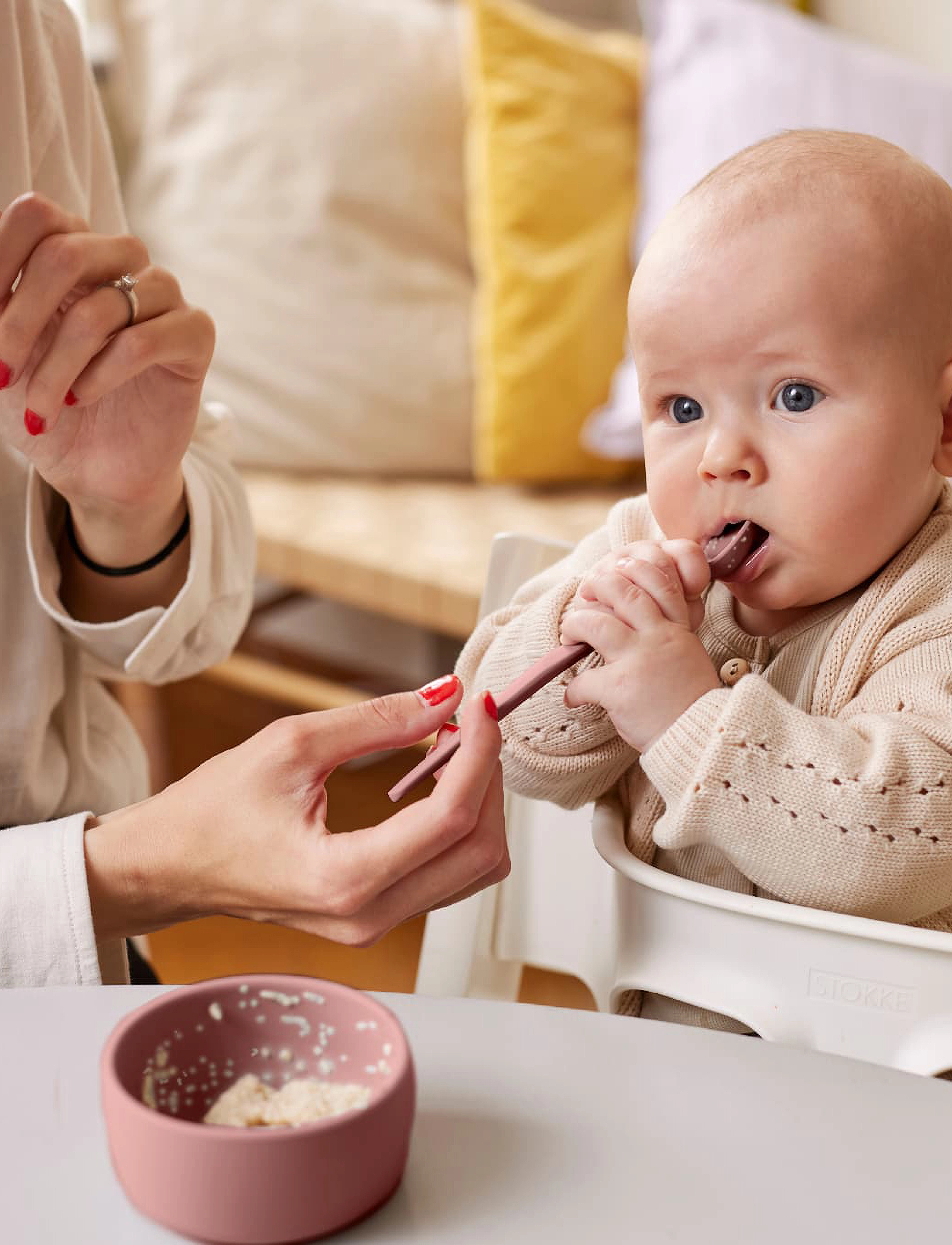 Everyday Baby - Silicone Baby Spoon Nature Red - serveringssæt - nature red - 4