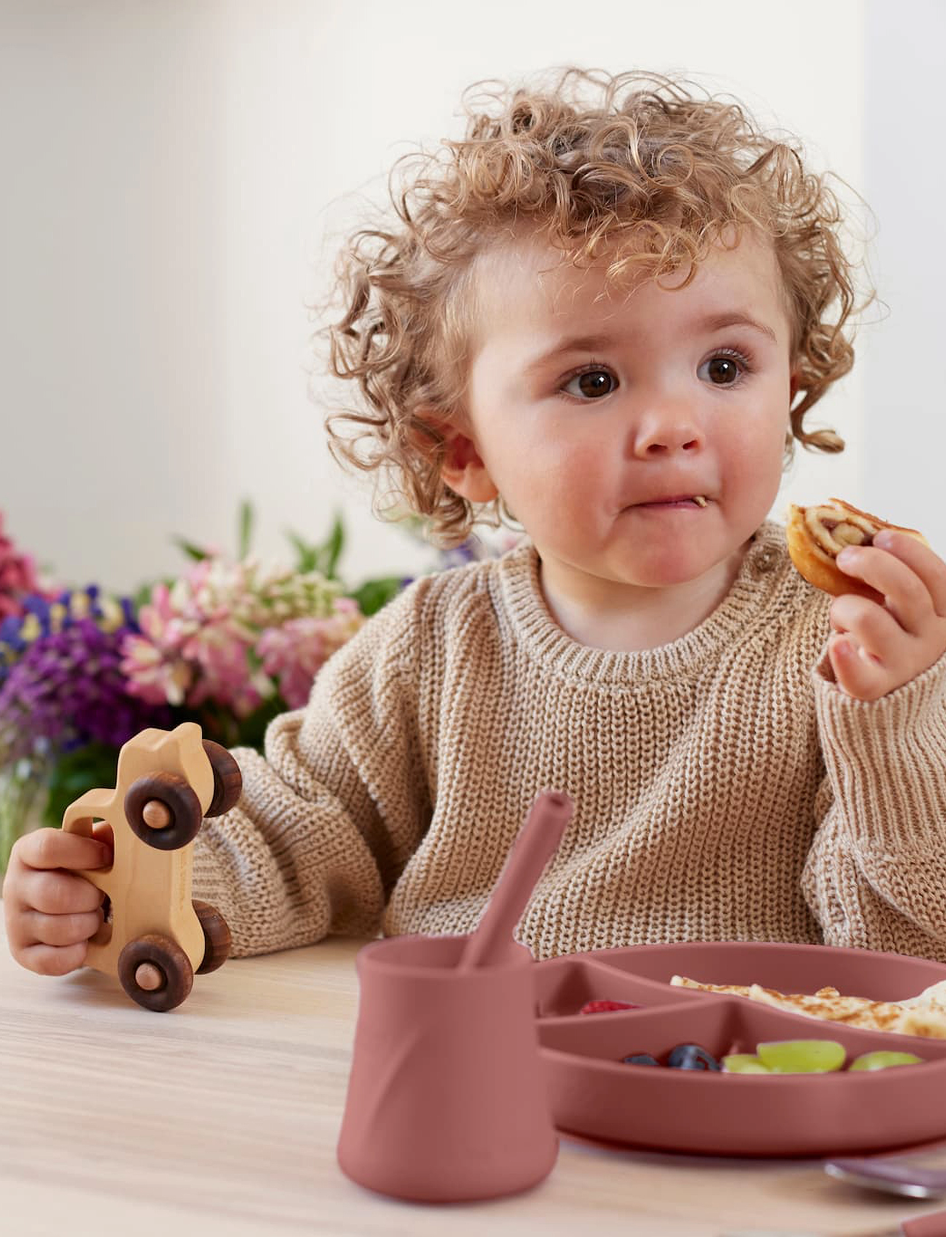 Everyday Baby - Silicone Suction Plate Nature Red - astiasetit - nature red - 4