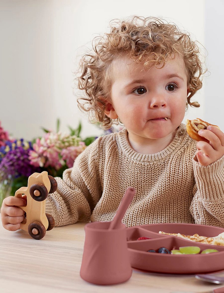 Everyday Baby - Silicone Suction Plate Nature Red - Õhtusöögikomplektid - nature red - 4