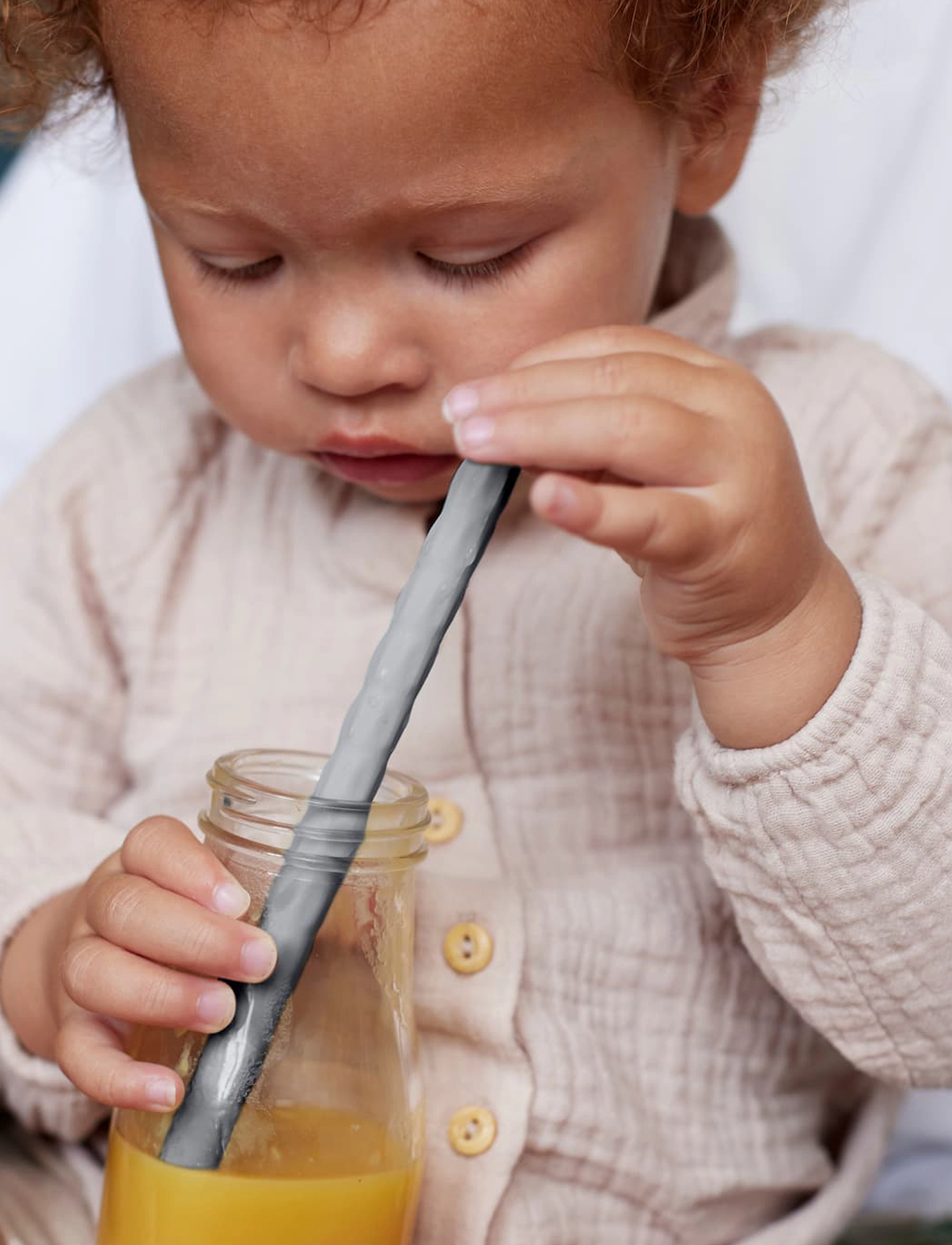 Everyday Baby - Silicone Straw 6-pack QG/NR/HG - quiet grey/nature red/harmony green - 3