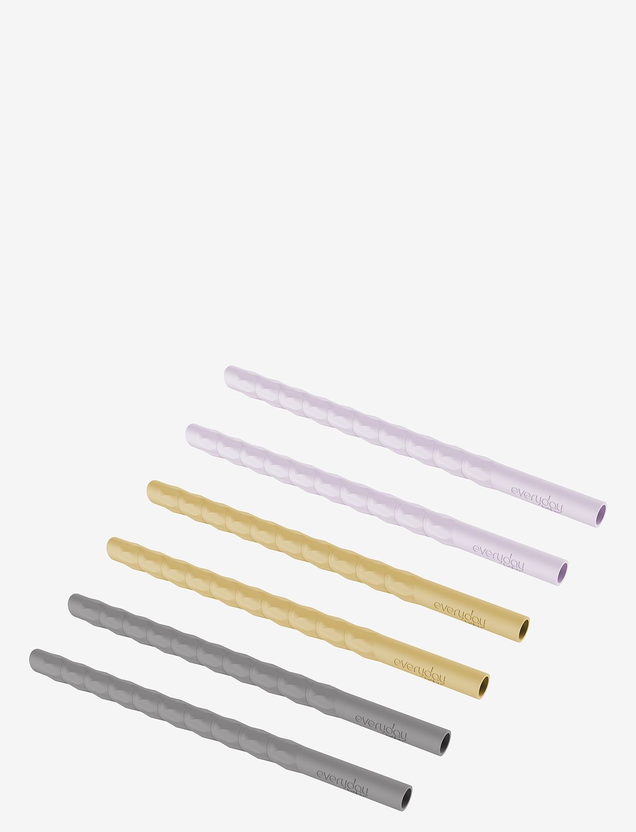 Everyday Baby - Silicone Straw 6-pack QG/LL/SY - quiet grey/light lavender/soft yellow - 0