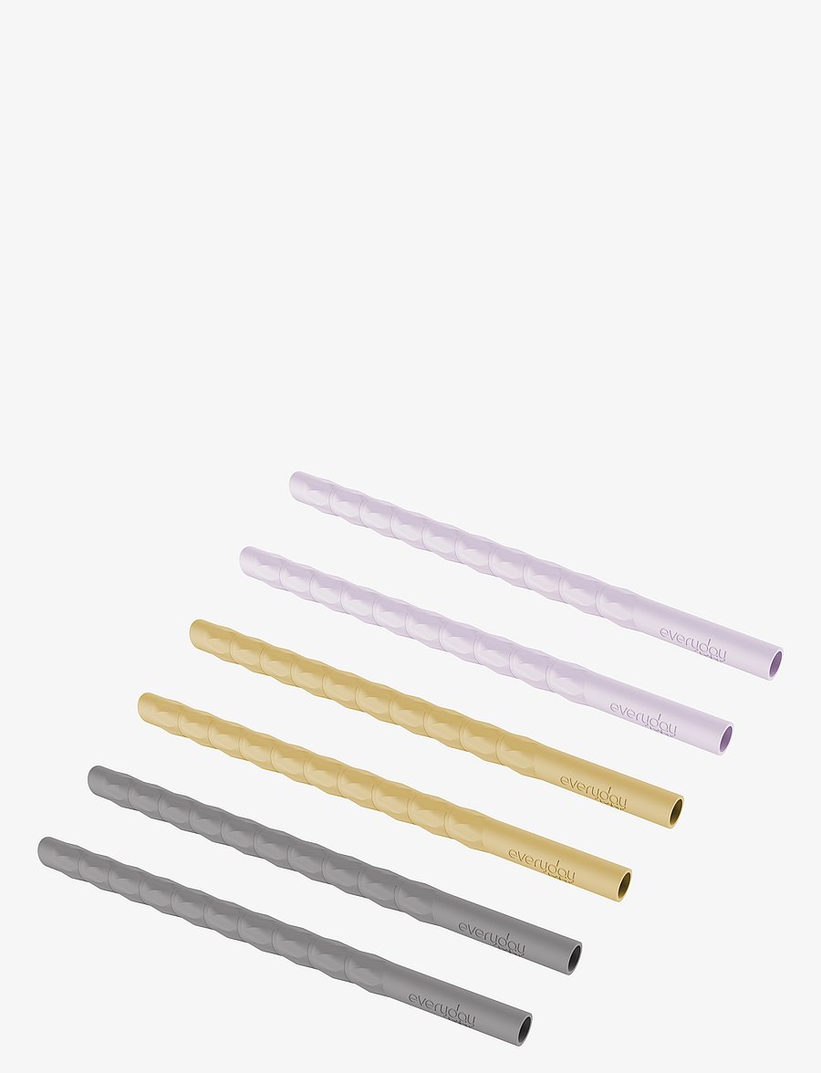 Everyday Baby - Silicone Straw 6-pack QG/LL/SY - quiet grey/light lavender/soft yellow - 0