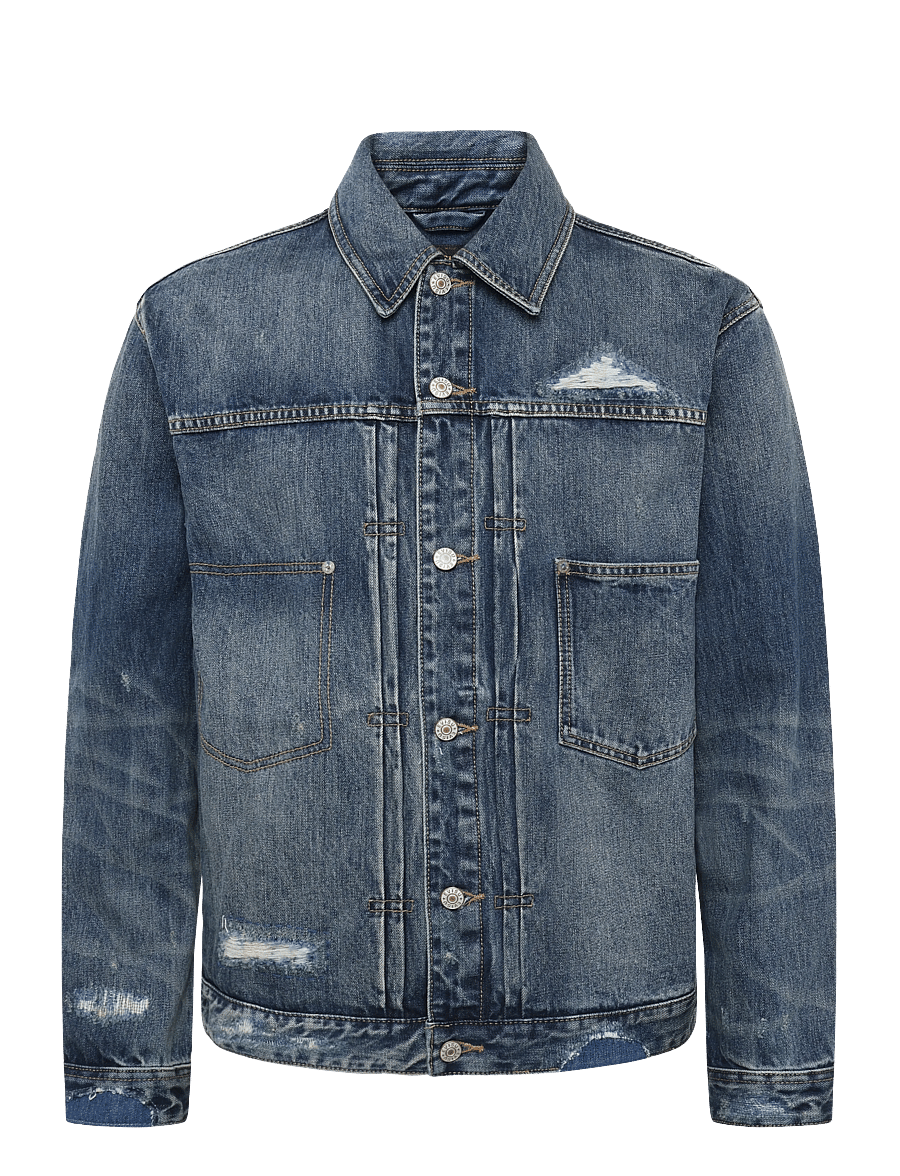 Evisu - EJ, PINK DAIKOKU DENIM JACKET - voodrita teksatagid - mid tone indigo - 0