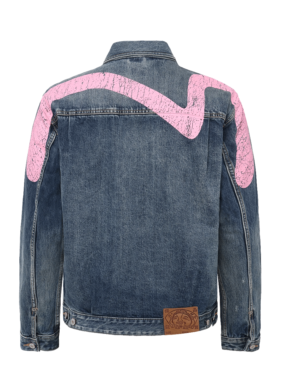Evisu - EJ, PINK DAIKOKU DENIM JACKET - voodrita teksatagid - mid tone indigo - 1