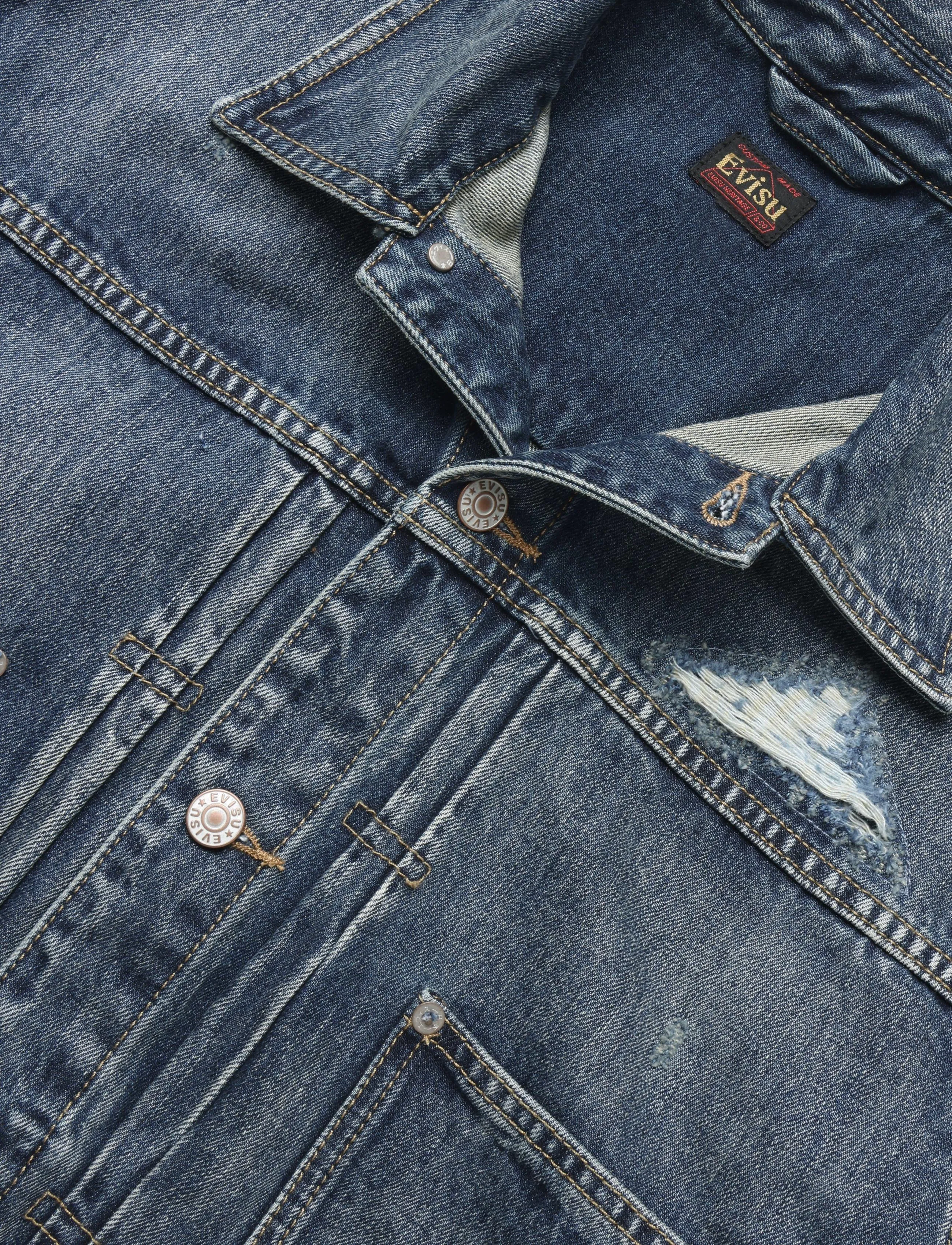 Evisu - EJ, PINK DAIKOKU DENIM JACKET - mid tone indigo - 2