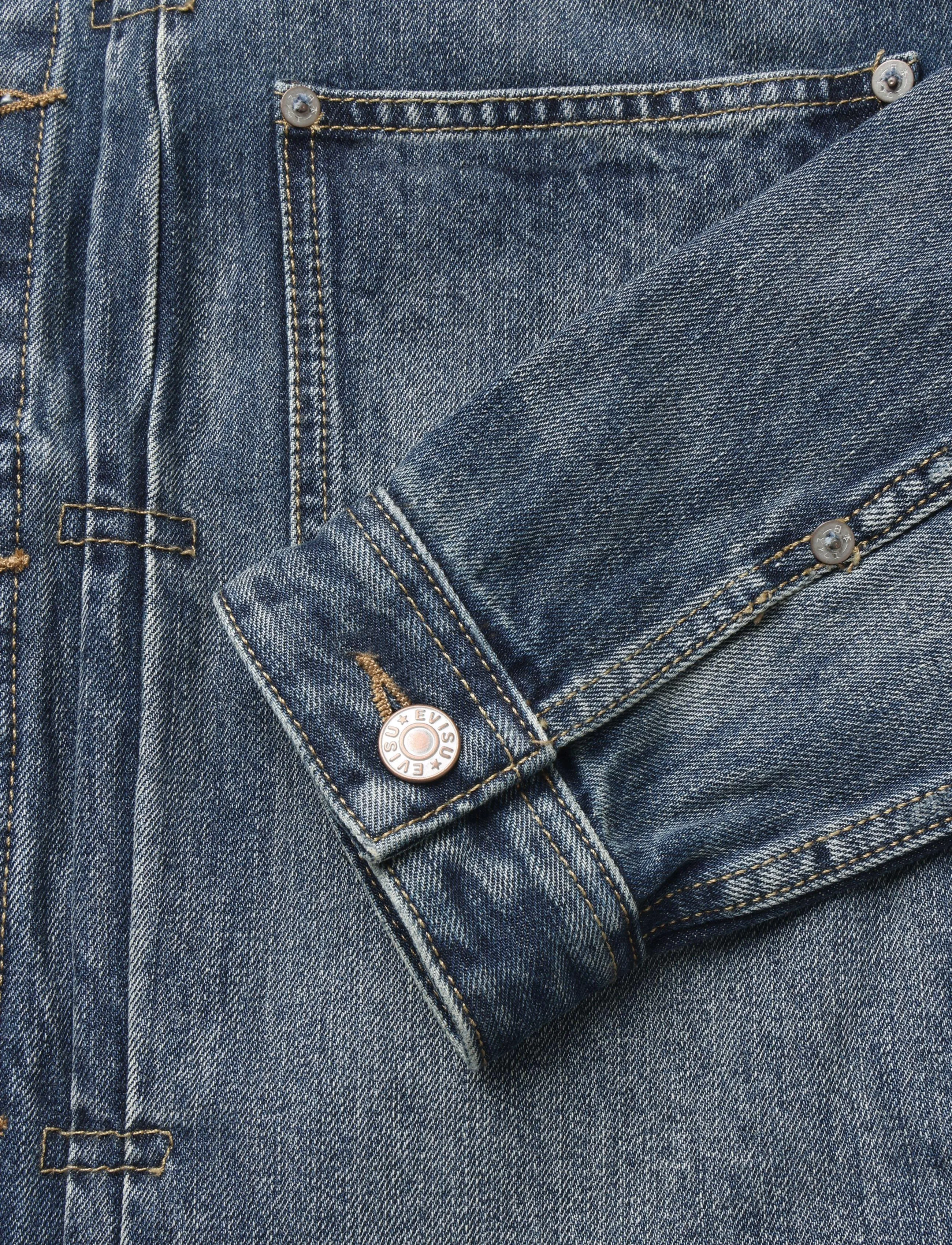 Evisu - EJ, PINK DAIKOKU DENIM JACKET - mid tone indigo - 3