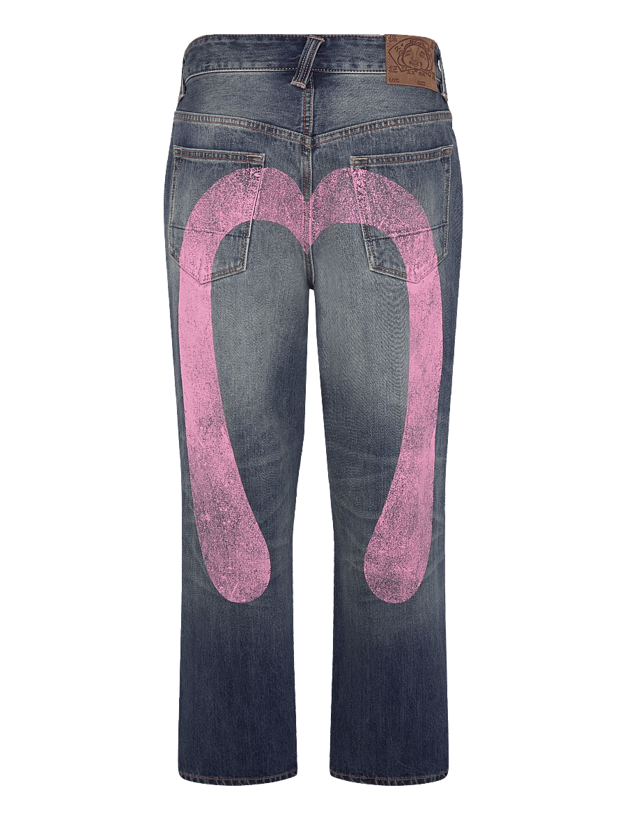 Evisu - EJ, PINK DAIKOKU RIPPED JEANS - normale jeans - mid tone indigo - 1