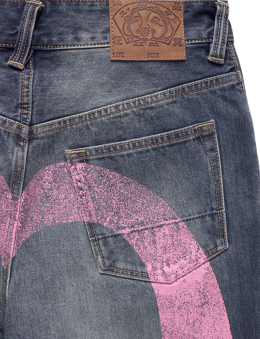 Evisu - EJ, PINK DAIKOKU RIPPED JEANS - normale jeans - mid tone indigo - 4