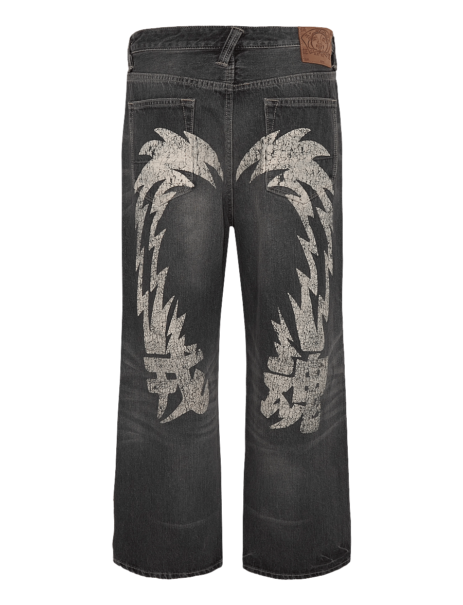Evisu - EJ, ELECTRIC DAIKOKU JEANS - weite jeans - dark tone black denim - 1