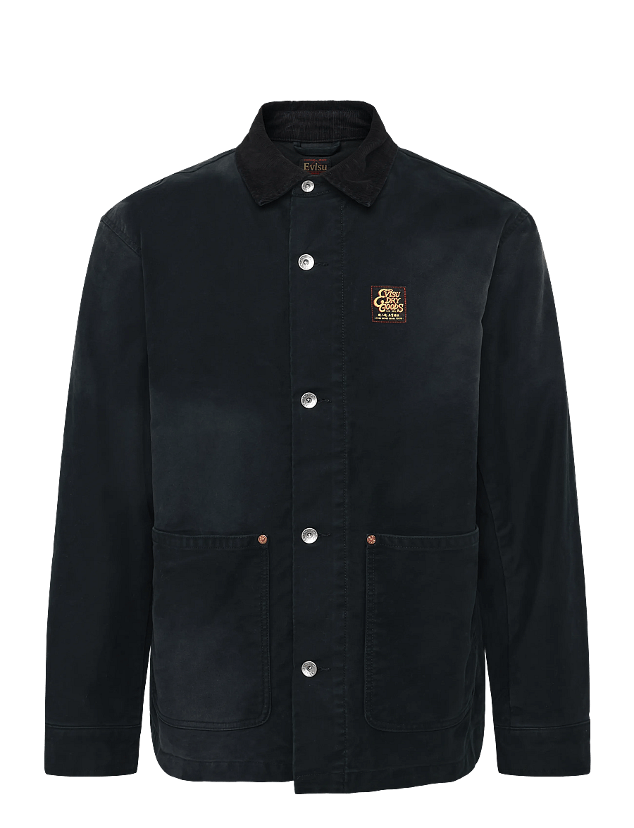 Evisu - EJ, VINTAGE WASHED DAICOCK CHORE JACKET - herbstjacken - black - 0
