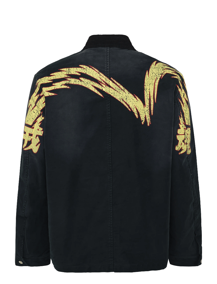 Evisu - EJ, VINTAGE WASHED DAICOCK CHORE JACKET - herbstjacken - black - 1
