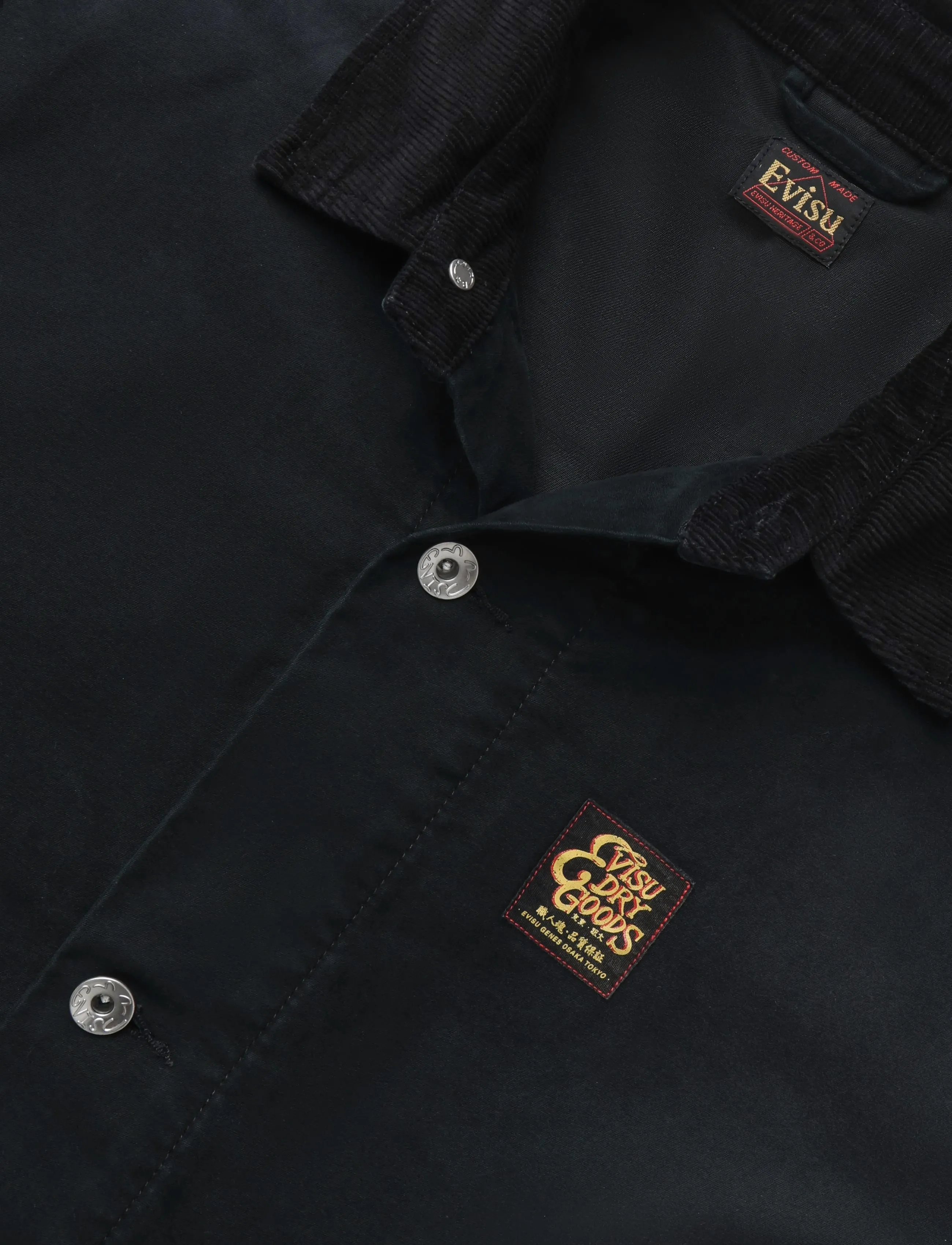 Evisu - EJ, VINTAGE WASHED DAICOCK CHORE JACKET - herbstjacken - black - 2