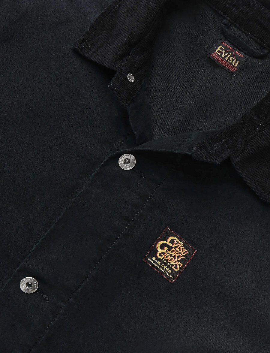 Evisu - EJ, VINTAGE WASHED DAICOCK CHORE JACKET - herbstjacken - black - 2
