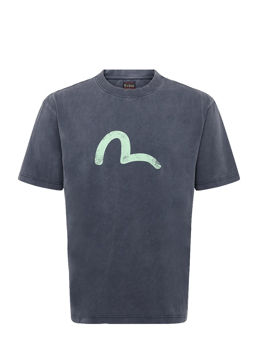 Evisu - EJ, VINTAGE SEAGULL S/S TEE - kurzärmelige t-shirts - dark navy - 0