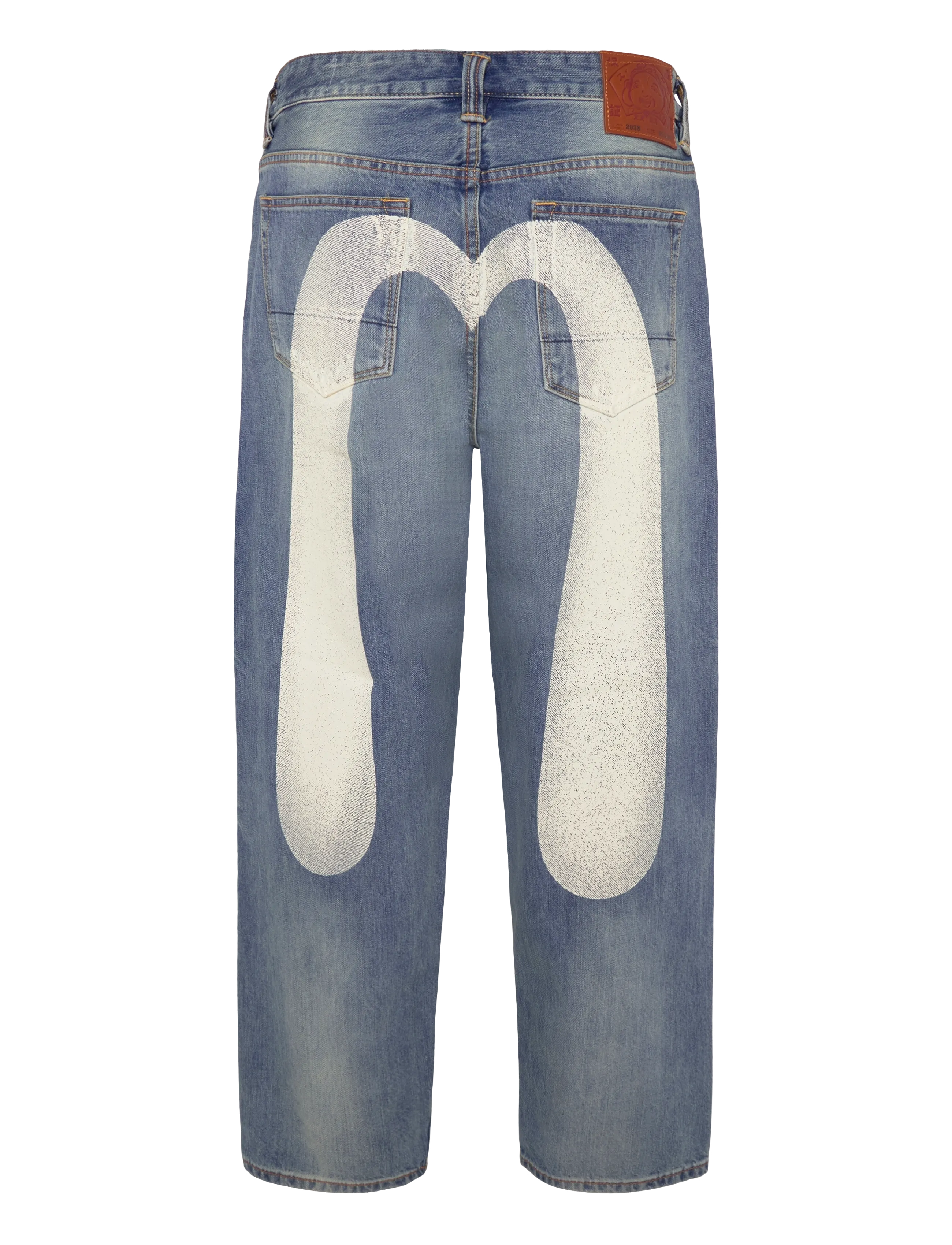 Evisu - HT, ECRU DAICOCK PRINTED JEANS - weite jeans - mid tone indigo - 1