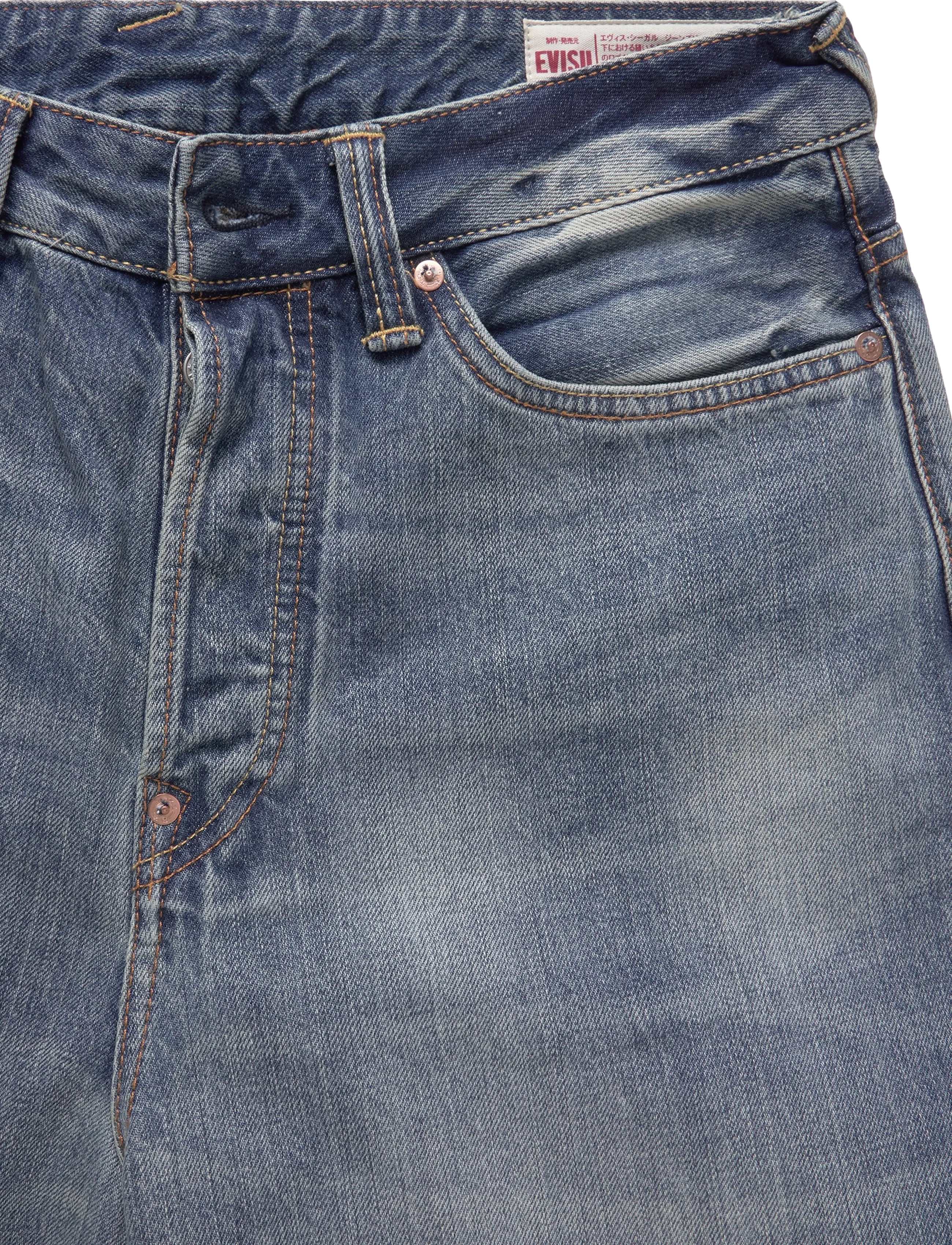 Evisu - HT, ECRU DAICOCK PRINTED JEANS - weite jeans - mid tone indigo - 2