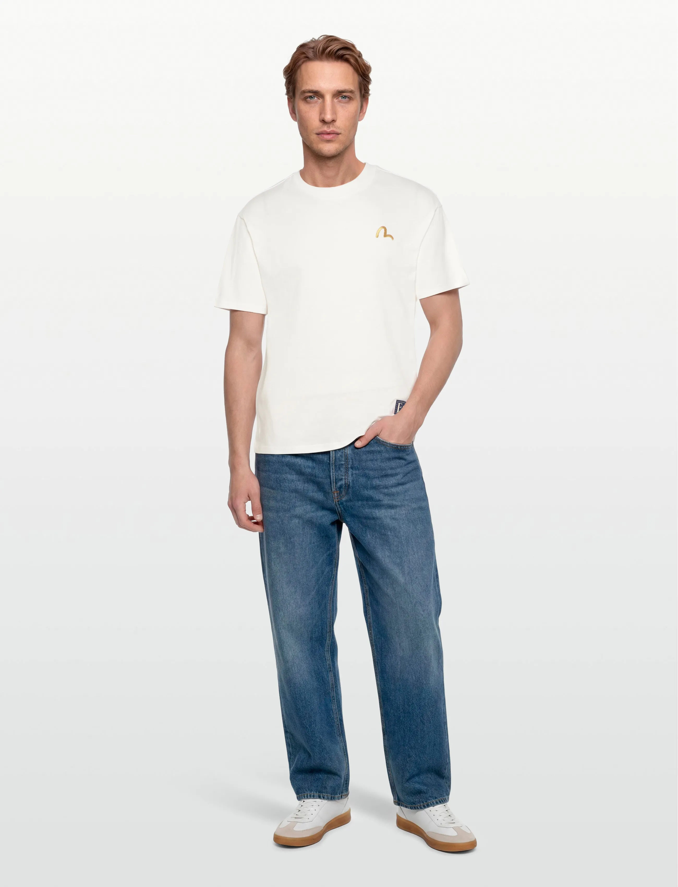 Evisu SEAGULL EMB. SS TEE - Kurzärmelig - OFF WHITE / cream