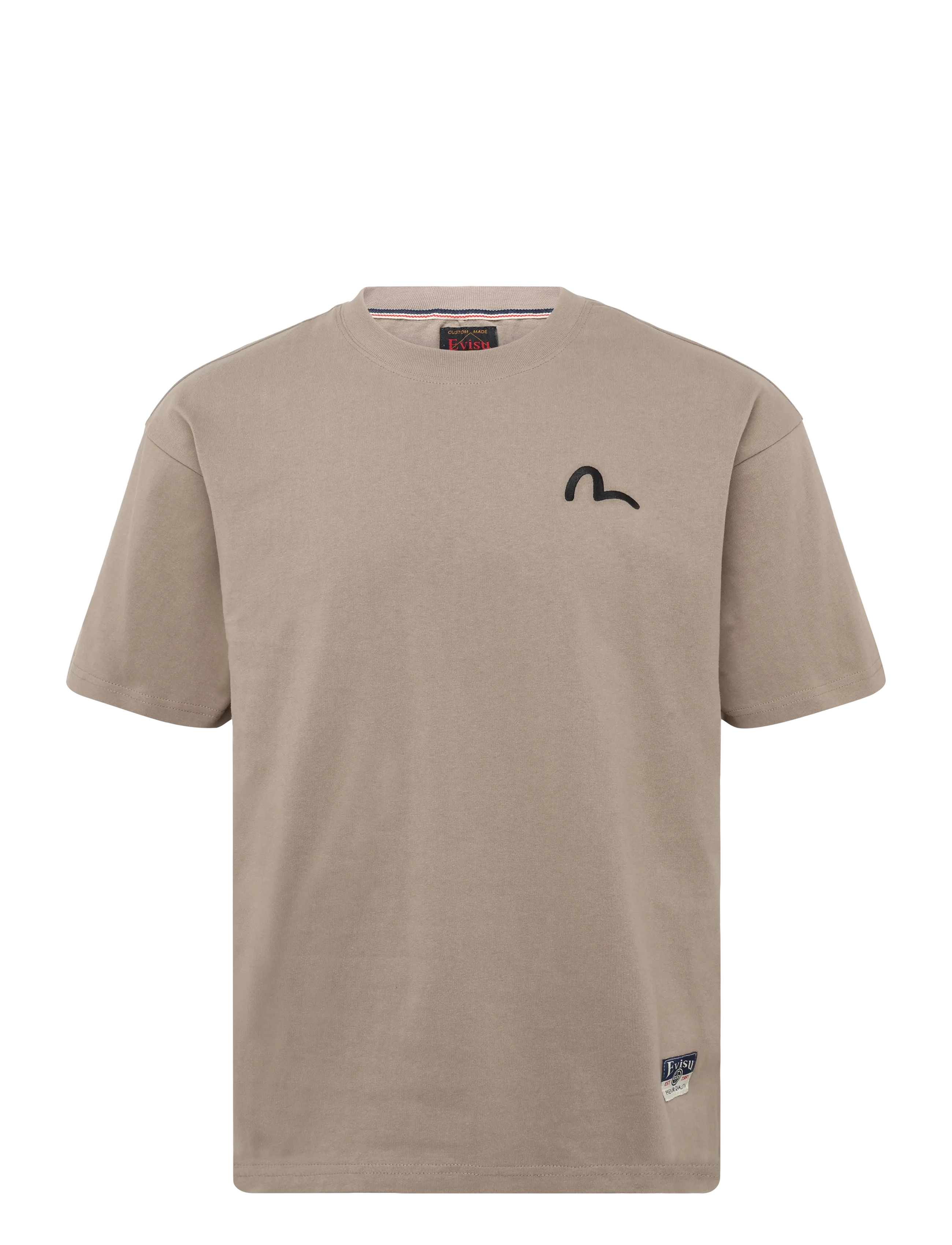 Evisu Ht, Seagull Emb. Ss Tee, Mænd, Broderet Kortærmet T-Shirt, Beige, Str: XXL