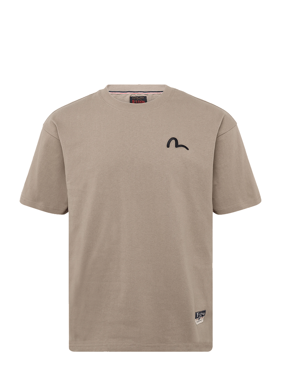 Evisu - HT, SEAGULL EMB. SS TEE - kortærmede t-shirts - taupe - 0