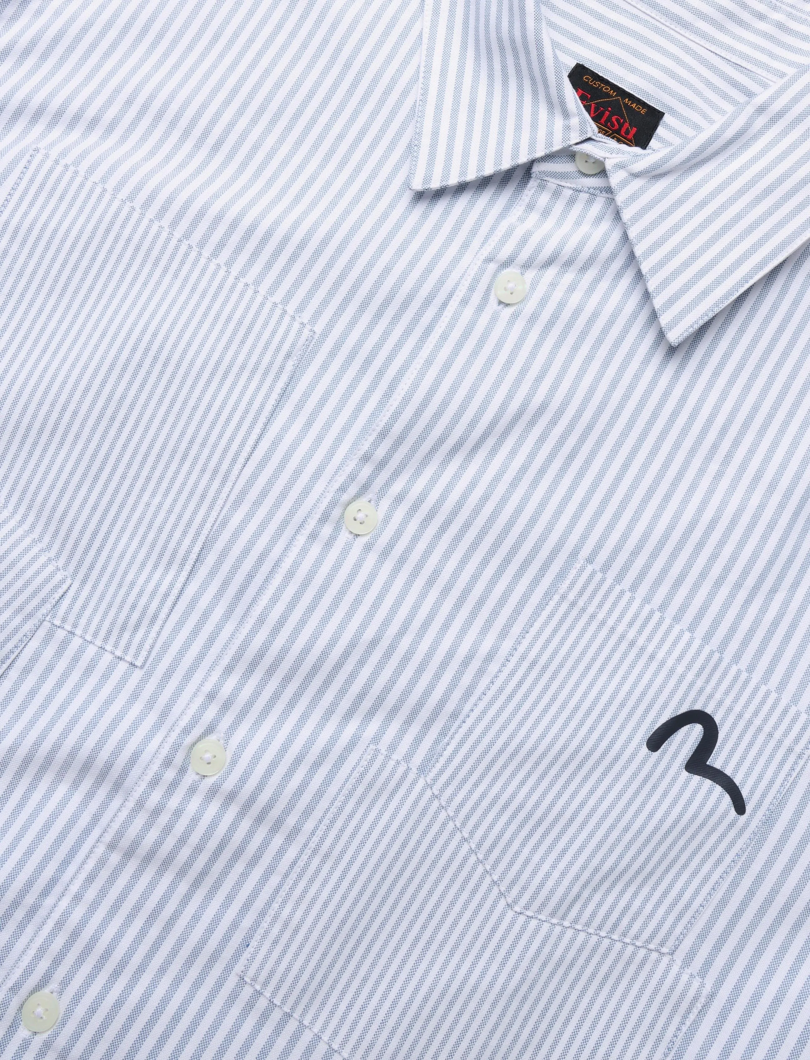 Evisu - HT, MULTI-POCKET LS STRIPED OXFORD SHIRT - gestreifte hemden - navy stripe - 2