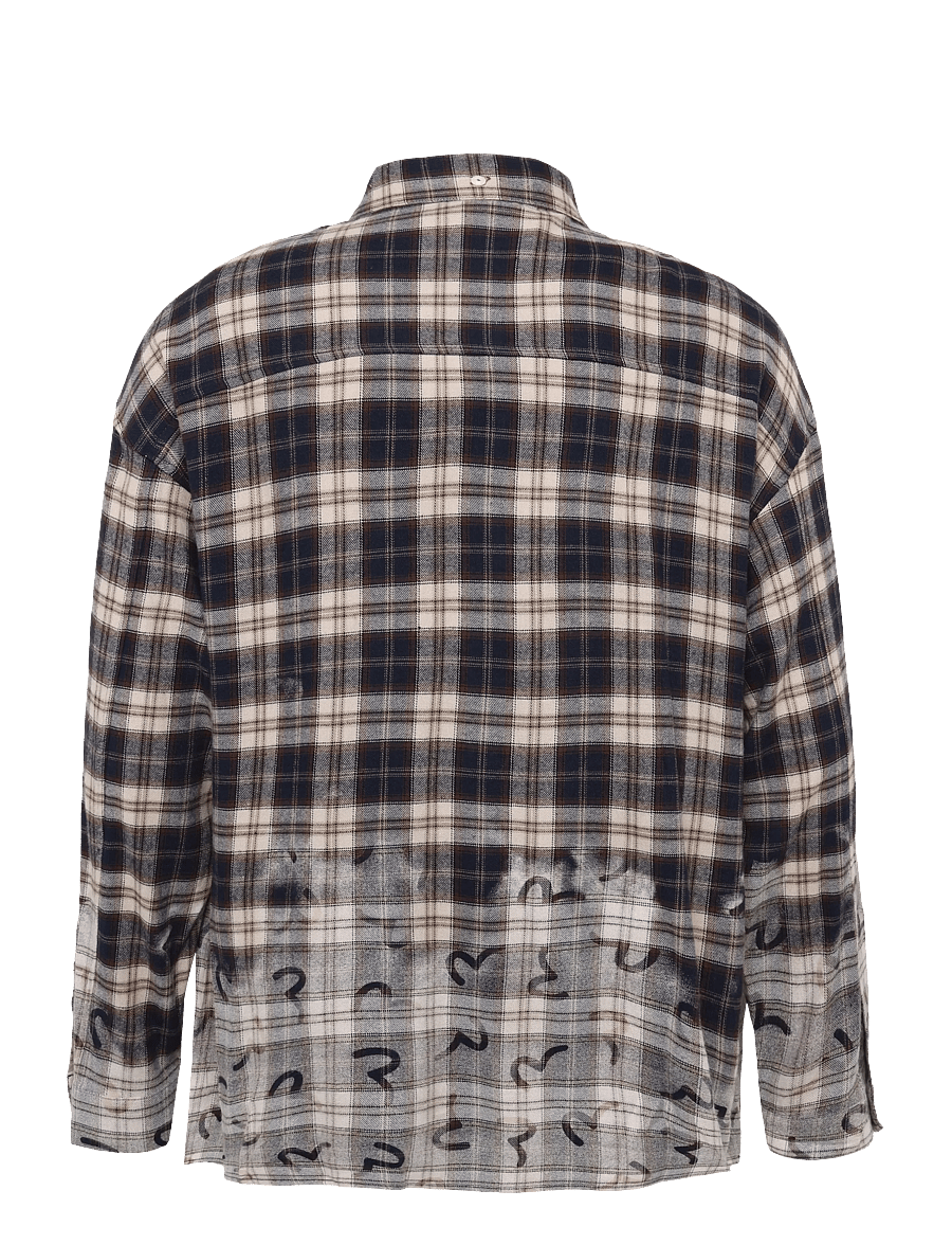 Evisu - HT, SEAGULL AOP LS CHECKED SHIRT - flanell-hemden - blue check - 1