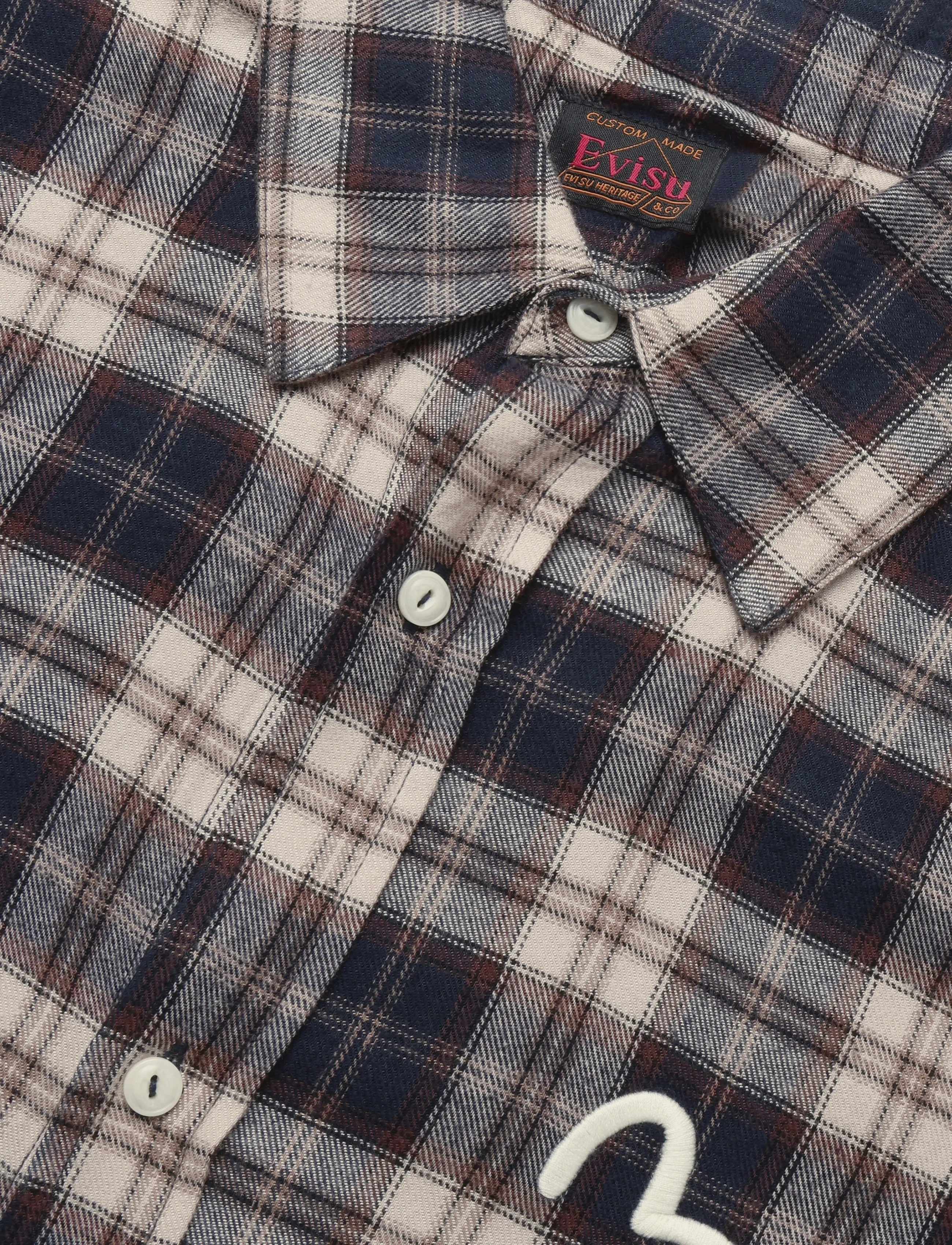 Evisu - HT, SEAGULL AOP LS CHECKED SHIRT - flanell-hemden - blue check - 2