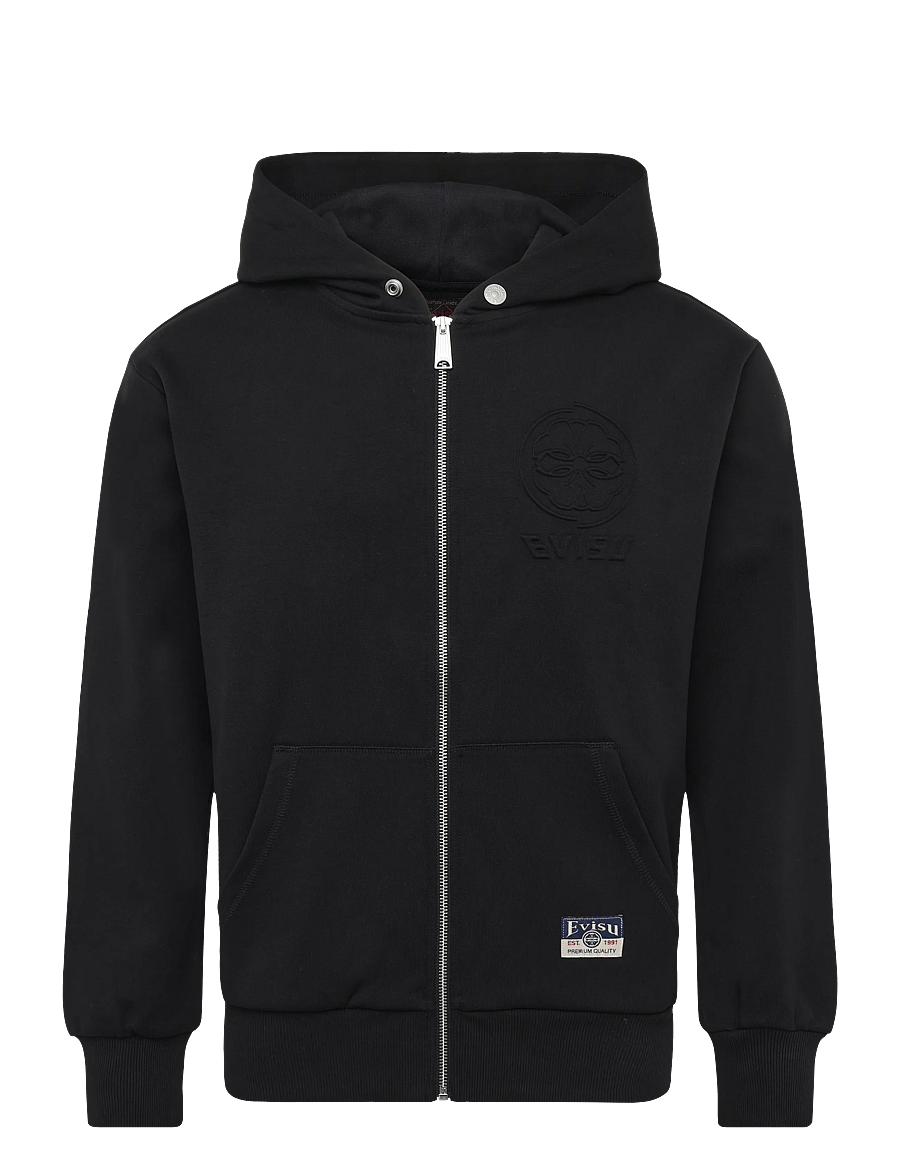 Evisu - HT, EMBOSS LOGO ZIP-UP HOODIE - kapuzenpullover - black - 0
