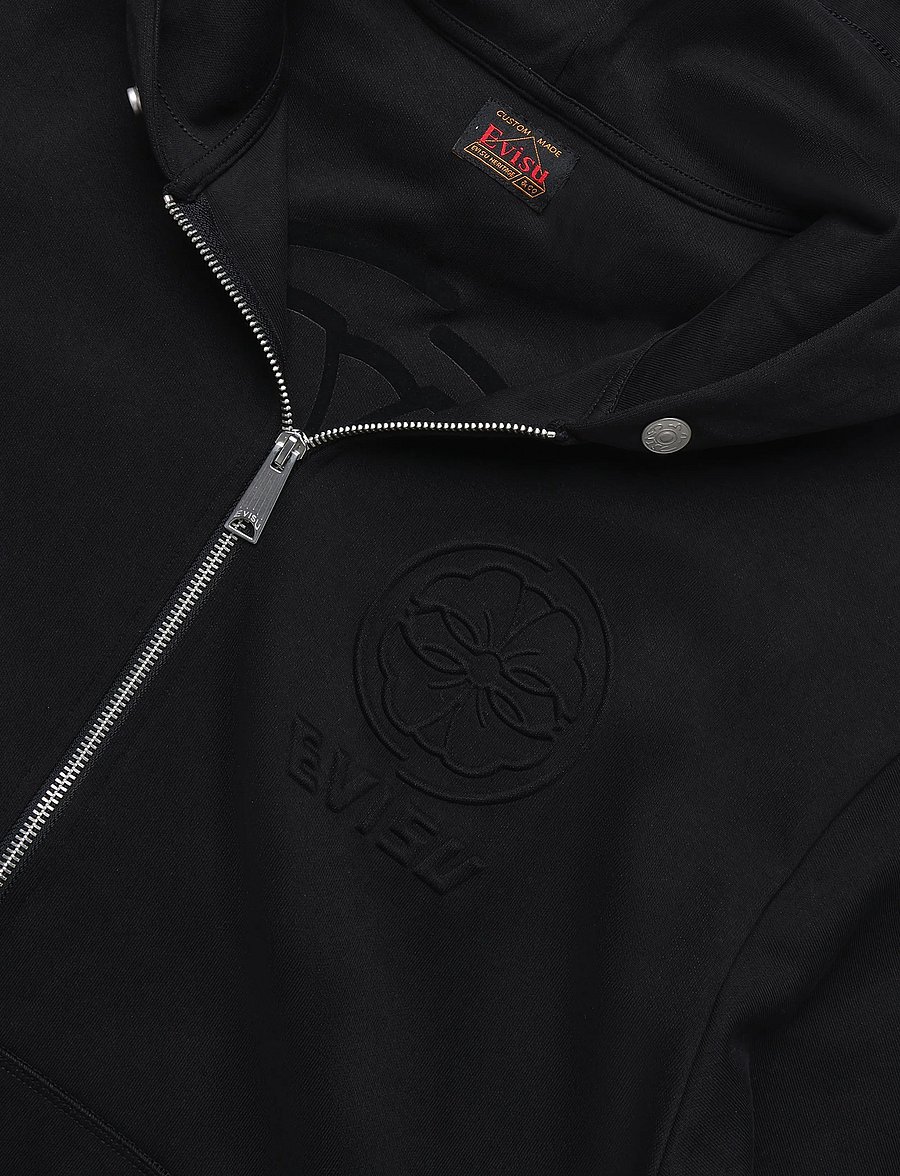 Evisu - HT, EMBOSS LOGO ZIP-UP HOODIE - kapuzenpullover - black - 2