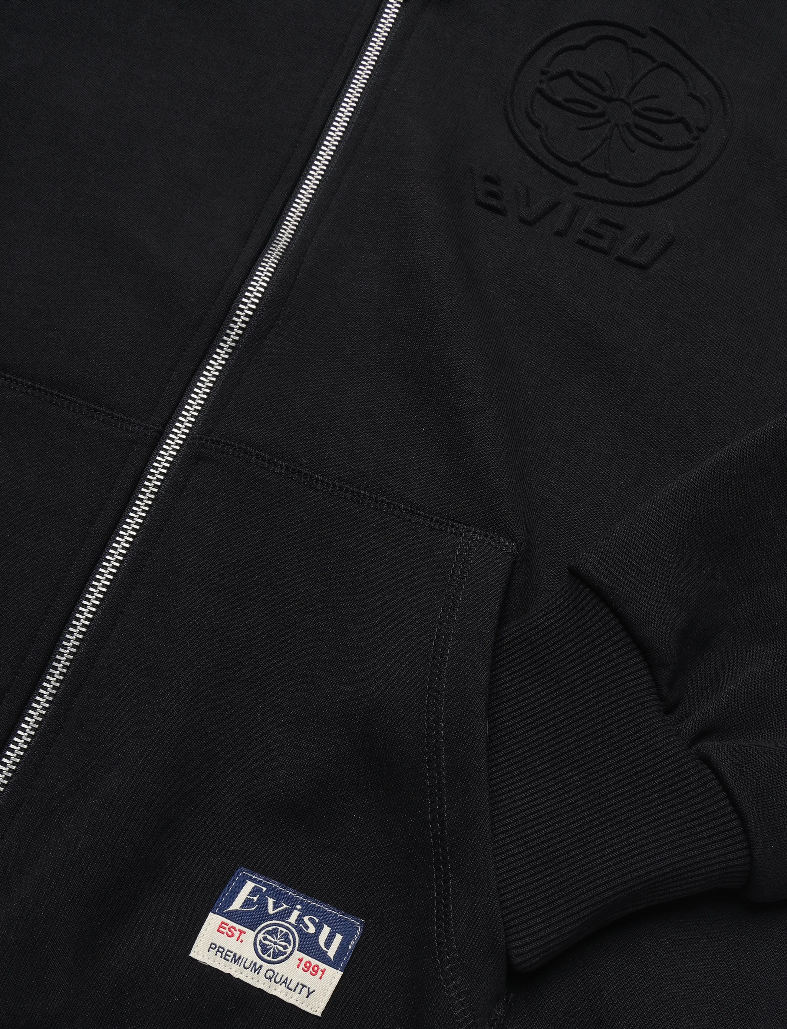 Evisu - HT, EMBOSS LOGO ZIP-UP HOODIE - kapuzenpullover - black - 3