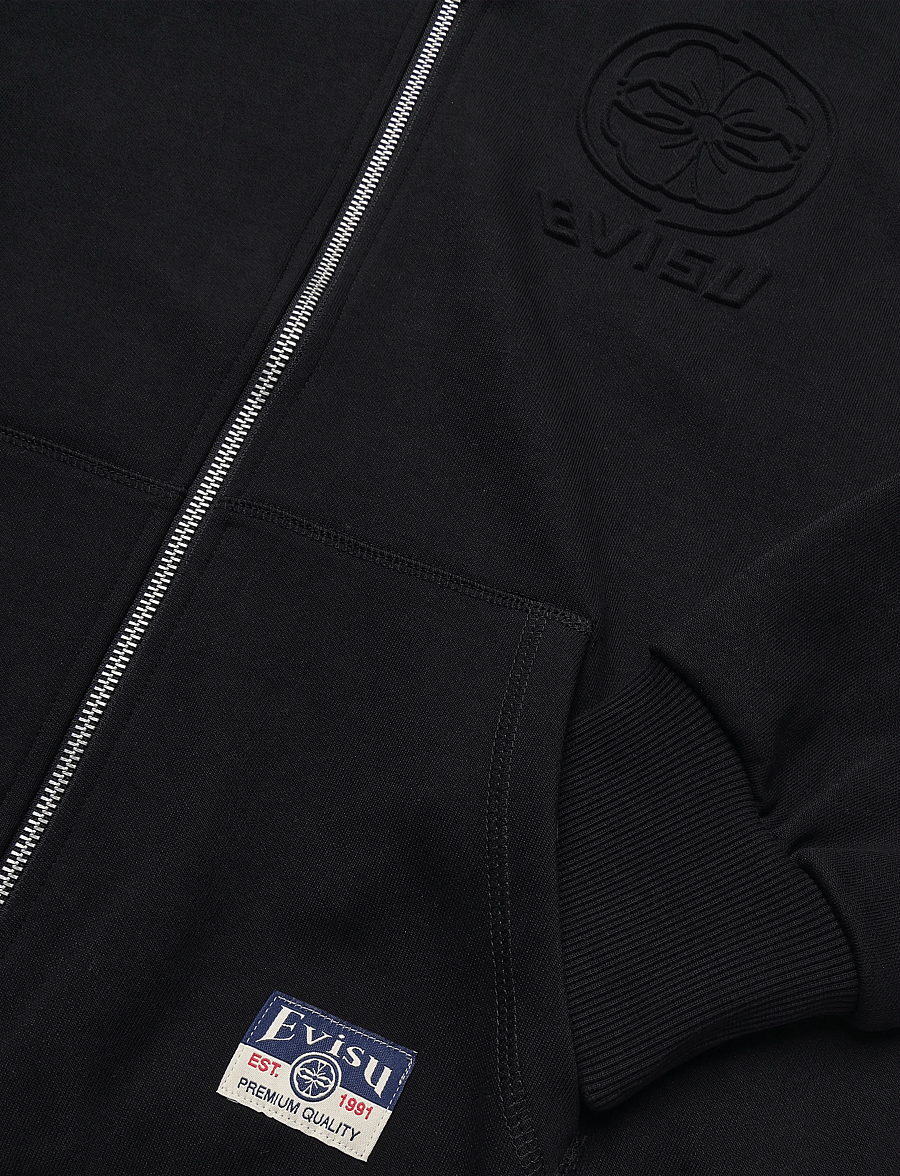 Evisu - HT, EMBOSS LOGO ZIP-UP HOODIE - kapuzenpullover - black - 3