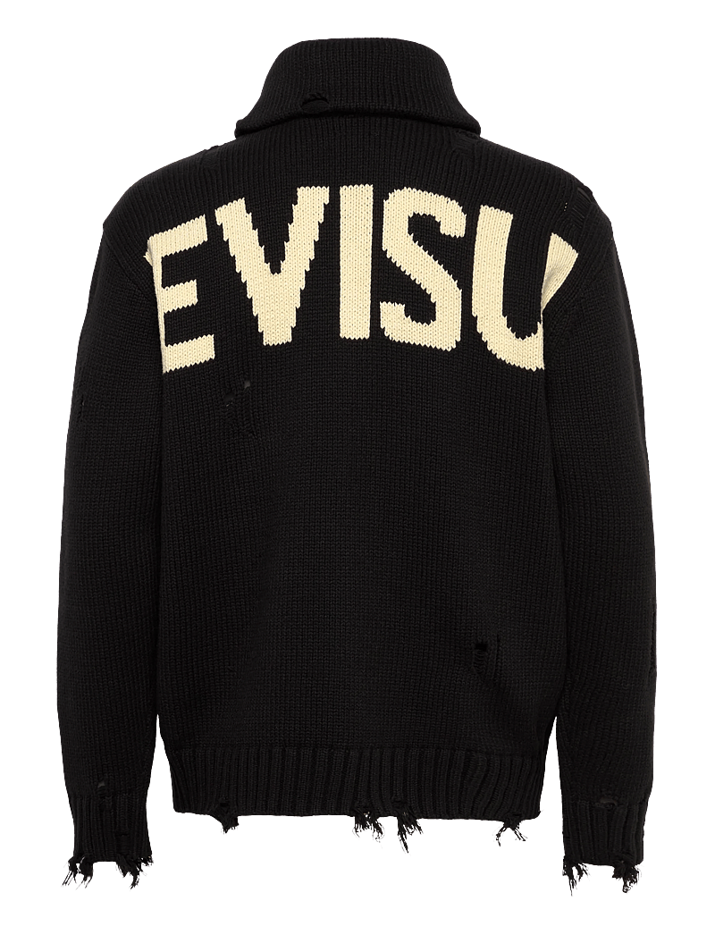 Evisu - COTTON BLEND COWICHAN CARDIGAN JACKET - fullzip strik - black - 1