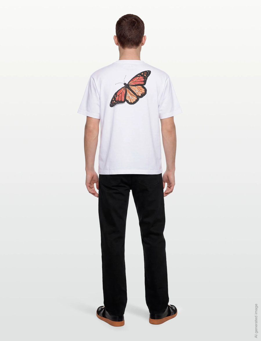 Evisu - VINTAGE BUTTERFLY S/S TEE - kurzärmelige t-shirts - white - 4