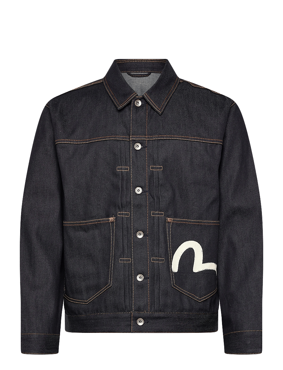 Evisu - ECRU SEAGULL PRINTED DENIM JACKET - ofodrade jeansjackor - raw indigo - 1